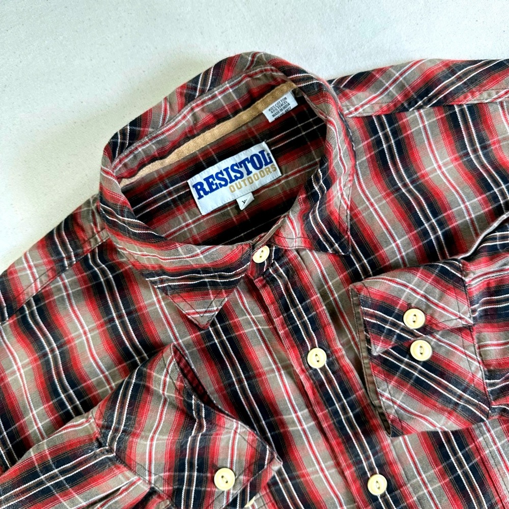 Resistol Outdoors Mens XL Plaid Button Down Shirt Red Black Cotton Tencel RSS210